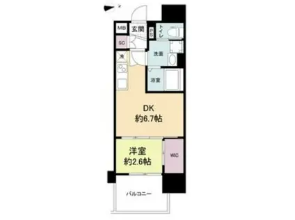 セレニテ谷九プリエ(1DK/11階)の間取り写真