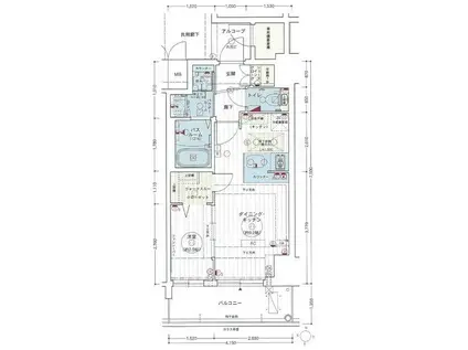 エステムコート名古屋新栄IIアリーナ(1DK/1階)の間取り写真