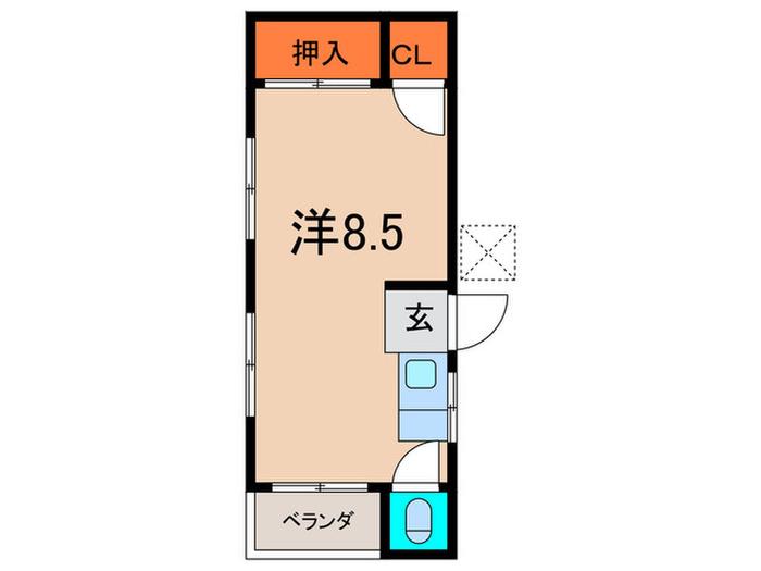 塩川荘(ワンルーム/2階)の間取り写真