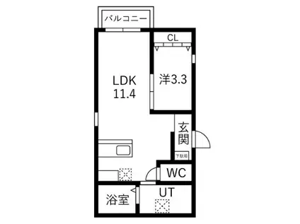 名鉄常滑線 道徳駅 徒歩6分 3階建 築1年(1LDK/2階)の間取り写真