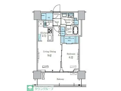 HARUMI FLAG PORT VILLAGE D棟(1LDK/13階)の間取り写真