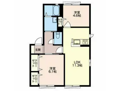 フォーレスC棟(2DK/2階)の間取り写真