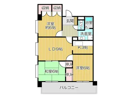 イリフネビル(3LDK/3階)の間取り写真