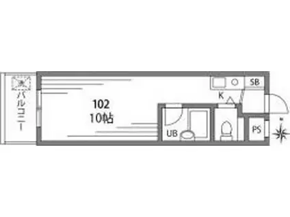 フローラル千歳台(ワンルーム/1階)の間取り写真