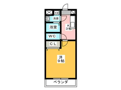 アネックス高丘V(1K/1階)の間取り写真