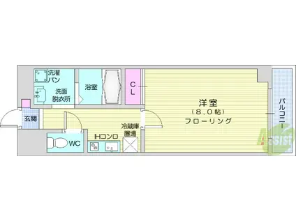 ノーブルヒルズ(1K/1階)の間取り写真