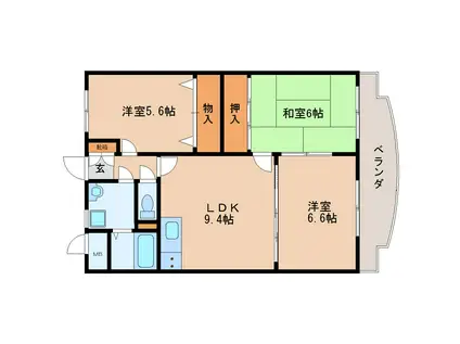 フルーエントIII(3LDK/2階)の間取り写真