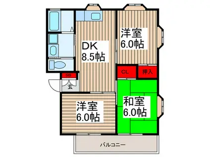 フィールドNパレス(3DK/1階)の間取り写真