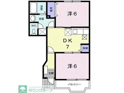 エスポワール(2DK/1階)の間取り写真
