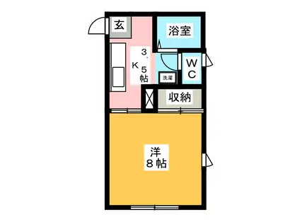 ノーウェアルーム(1K/2階)の間取り写真