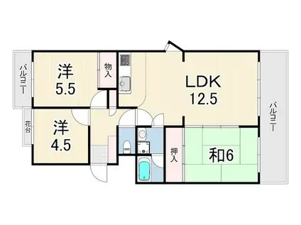 香枦園パークマンション(3LDK/4階)の間取り写真