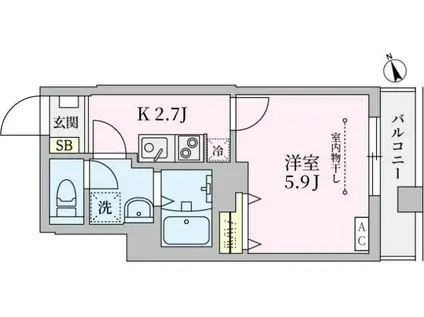 セドラ新江古田(1K/4階)の間取り写真