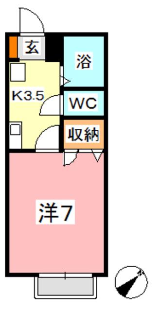サンハイツ宇野津(1K/2階)の間取り写真