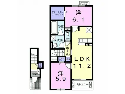 イースト フィールドII(2LDK/2階)の間取り写真
