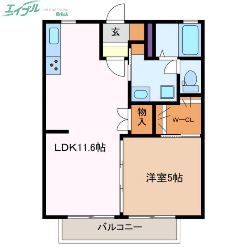 アドバンテージ B棟(1LDK/1階)の間取り写真