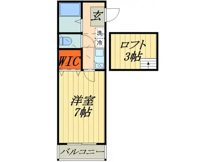 ヴィラ リベルタ(1K/2階)の間取り写真