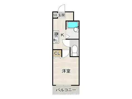 モアフィールド箱崎II(1K/13階)の間取り写真