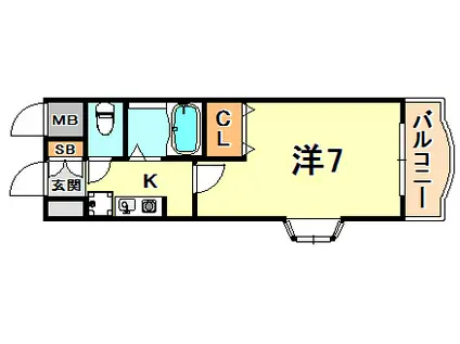 ルネッサンス王子(1K/5階)の間取り写真