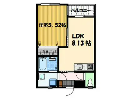 ガーデン桜坂(1LDK/1階)の間取り写真