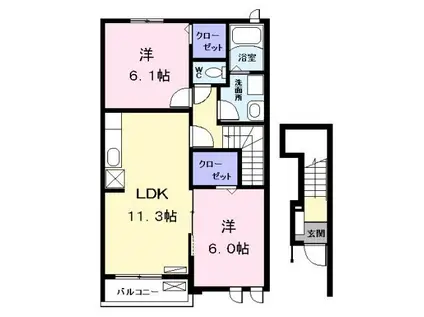 NESTネスト(2LDK/2階)の間取り写真