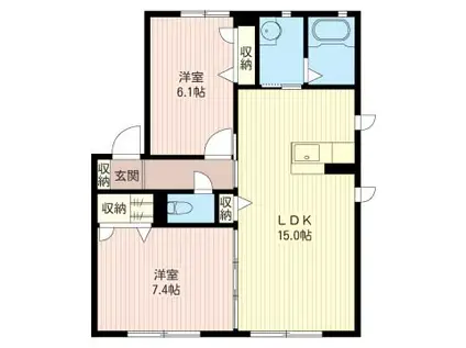 フォーシーズンIV(2LDK/1階)の間取り写真