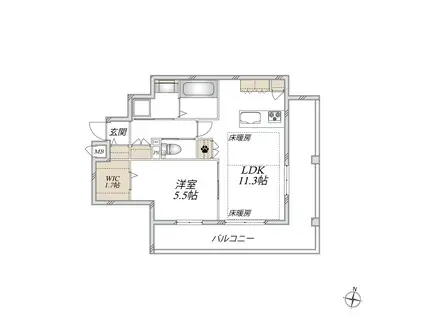 メルベーユ都筑(1LDK/2階)の間取り写真