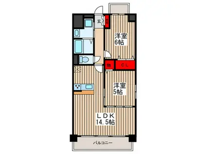 FREESIA.Y(2LDK/7階)の間取り写真
