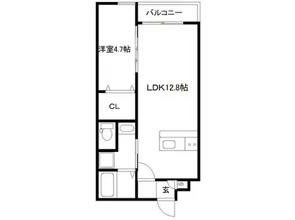 メゾンエスポワール成田町(1LDK/1階)の間取り写真