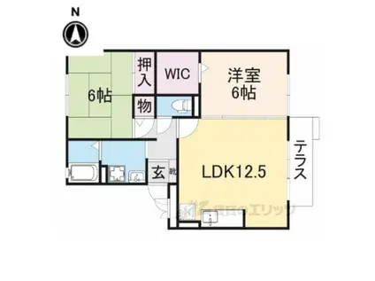 ロイヤルガーデン上牧A棟B棟(2LDK/1階)の間取り写真