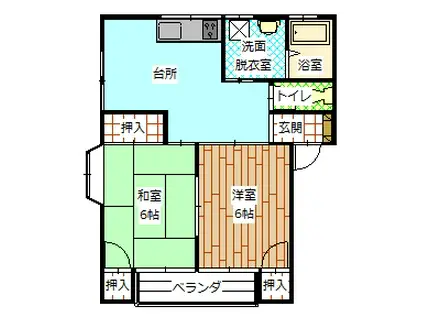 ルーラルハイツ(2DK/2階)の間取り写真