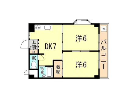 御影マンション東館(2DK/3階)の間取り写真
