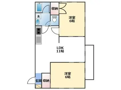 大山レジデンス(3DK/1階)の間取り写真