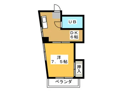 パールハイツ(1DK/4階)の間取り写真