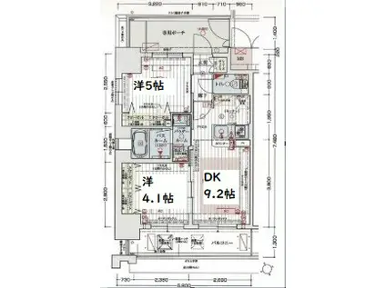 エステムコート阿波座プレミアム(2DK/8階)の間取り写真