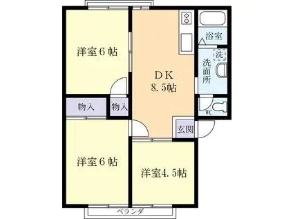 グリーンハイツ小松台(3DK/1階)の間取り写真