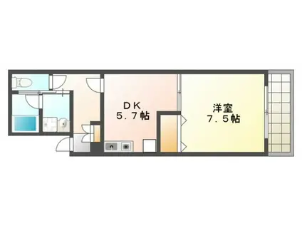 ワセダビル(1DK/4階)の間取り写真