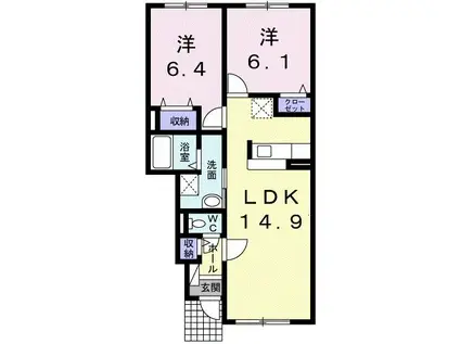 コリーヌI(2LDK/1階)の間取り写真