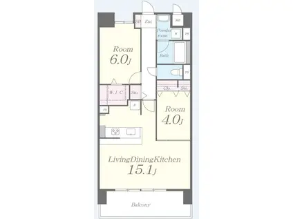 グレイス京橋(2LDK/8階)の間取り写真