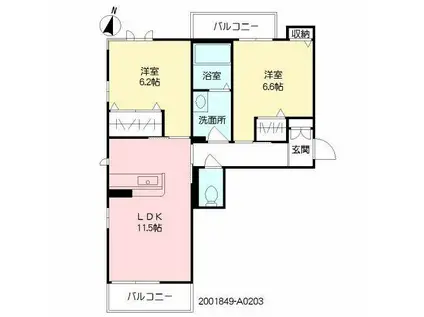 ベレオ・フチュール(2LDK/2階)の間取り写真