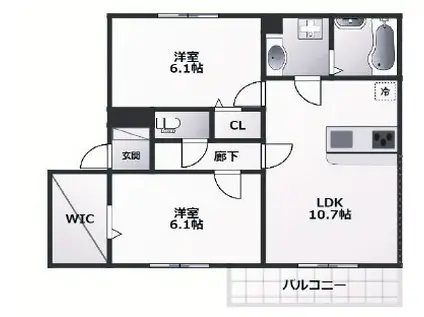 エムライズ北別府(2LDK/2階)の間取り写真