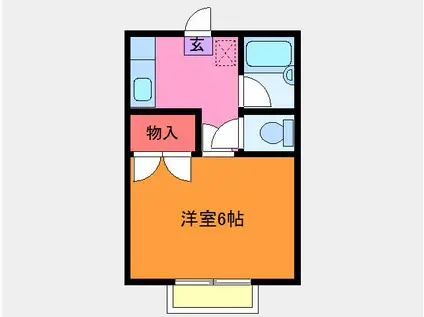 バートン・アンバー(1K/2階)の間取り写真