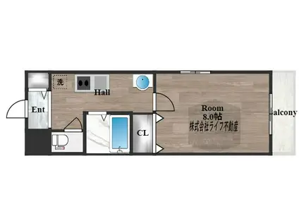 グランディー小阪(1K/8階)の間取り写真