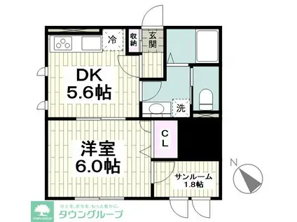 フレール松が枝(1DK/1階)の間取り写真