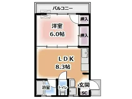 LUMIUS MATSUMOTO(1LDK/4階)の間取り写真