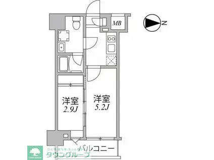 SYFORME住吉(1DK/8階)の間取り写真