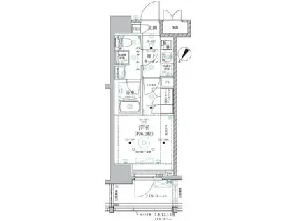 ベルグレード川崎AZ(1K/8階)の間取り写真