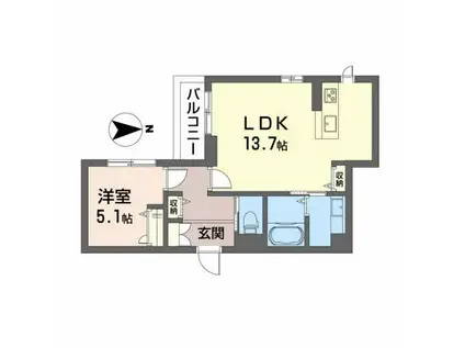 シャーメゾン宮千代パーク(1LDK/2階)の間取り写真