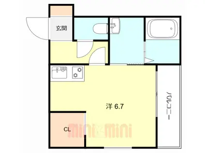 エターナルシー舞子台(ワンルーム/1階)の間取り写真