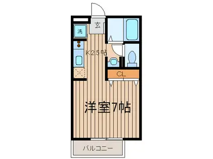 ヴァンヴェールタナカ2(1K/2階)の間取り写真