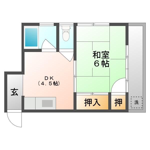 金光コーポ(1DK/2階)の間取り写真